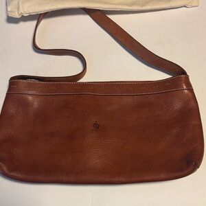 EL CABALLO DARK TAN LEATHER SHOULDER BAG 13.5” X 7” HANDLE DROP 12” PRELOVED